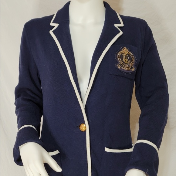 Ralph Lauren Classic Navy Blazer with White Accents - Picture 1 of 5